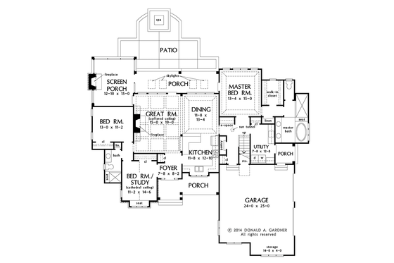 Floor Plan - Main Floor for Craftsman House Plan #929-998 - 3 bed, 2 bath