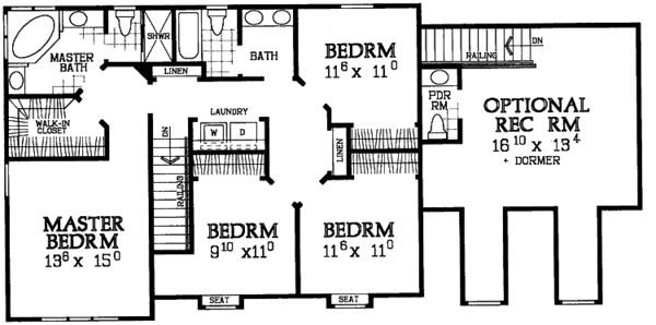 Dream House Plan - Colonial Floor Plan - Upper Floor Plan #72-1112