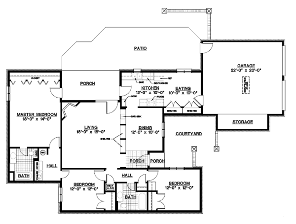 Architectural House Design - European Floor Plan - Main Floor Plan #45-537