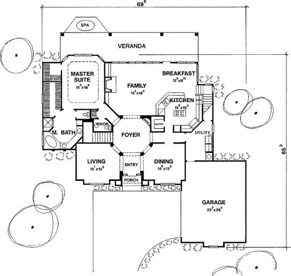 Architectural House Design - Mediterranean Floor Plan - Main Floor Plan #472-96