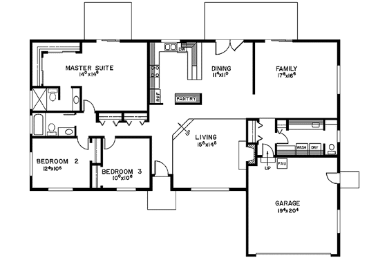 Floor Plan - Main Floor for Ranch House Plan #60-885 - 3 bed, 2.5 bath