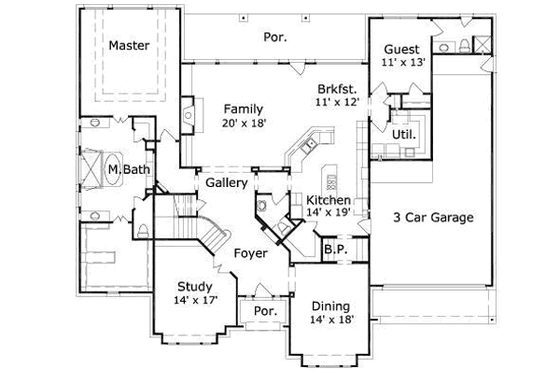 Floor Plan - Main Floor for Traditional House Plan #411-200 - 6 bed, 3.5 bath