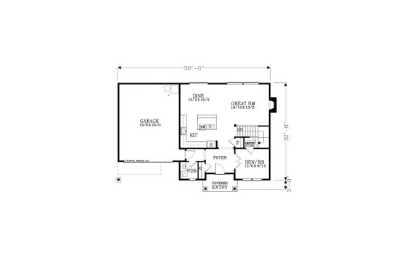 Floor Plan - Main Floor for Contemporary House Plan #53-711 - 6 bed, 2.5 bath