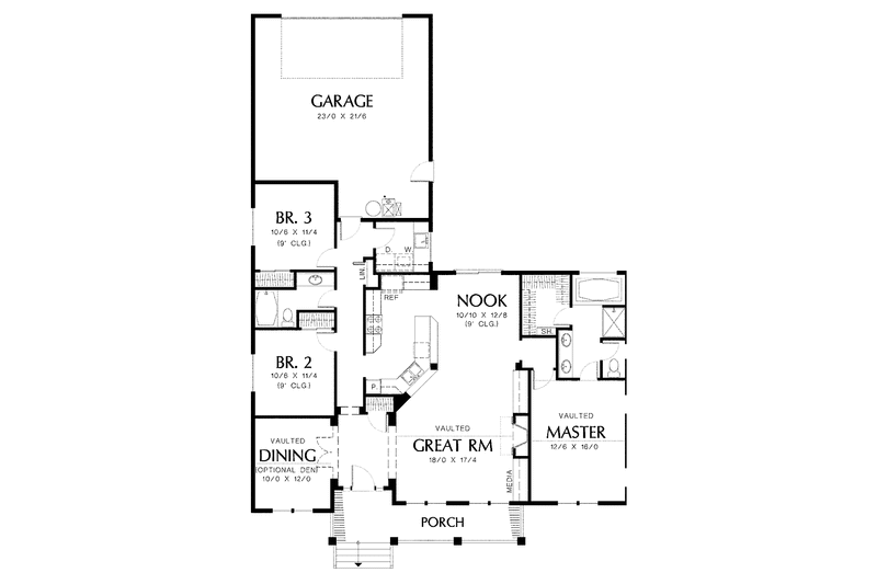 Architectural House Design - Floor Plan - Main Floor for Country House Plan #48-799 - 3 bed, 2 bath