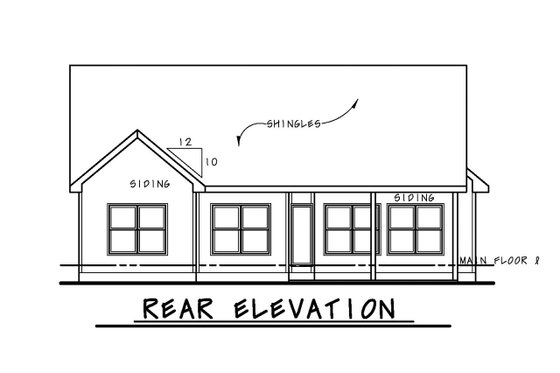 Exterior - Rear Elevation 1 for Craftsman House Plan #20-2269 - 3 bed, 2 bath