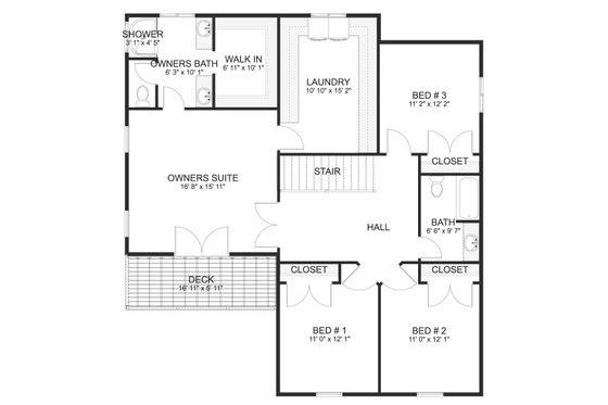 Floor Plan - Upper Floor for Craftsman House Plan #1060-263 - 4 bed, 2.5 bath