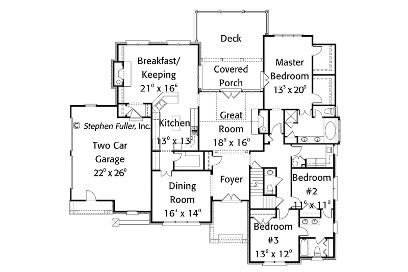 House Design - Floor Plan - Main Floor for Bungalow House Plan #429-376 - 4 bed, 3.5 bath