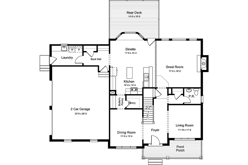 Dream House Plan - Floor Plan - Main Floor for Country House Plan #994-27 - 4 bed, 2.5 bath