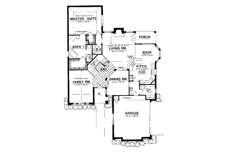 Home Plan - Floor Plan - Main Floor for Traditional House Plan #40-452 - 4 bed, 3 bath