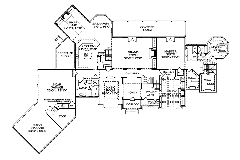 Home Plan - Floor Plan - Main Floor for Country House Plan #453-245 - 6 bed, 7.5 bath