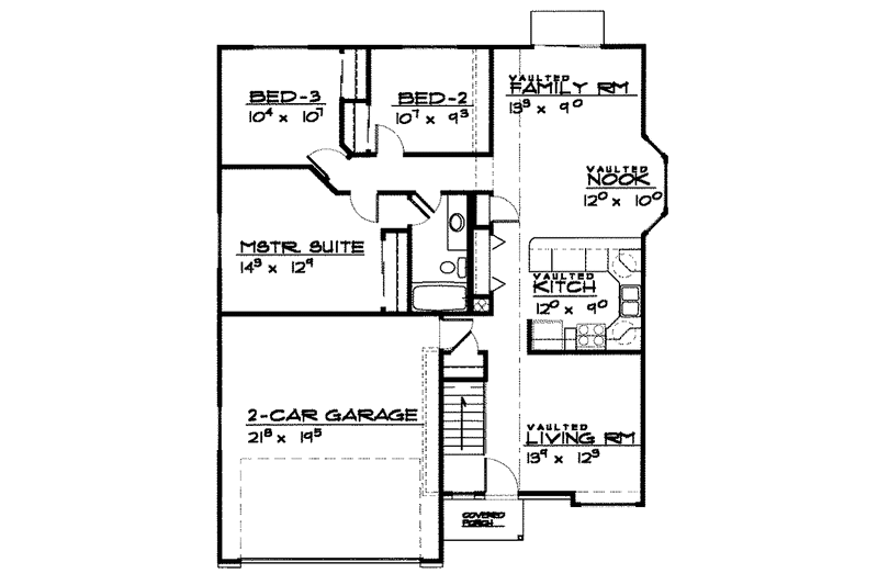 Architectural House Design - Floor Plan - Main Floor for Traditional House Plan #308-248 - 3 bed, 1 bath