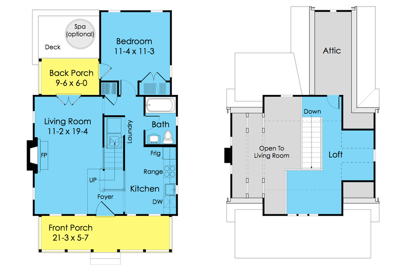 House Design - Floor Plan - Main Floor for Cottage House Plan #489-5 - 1 bed, 1 bath