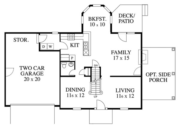 Architectural House Design - Colonial Floor Plan - Main Floor Plan #1053-74