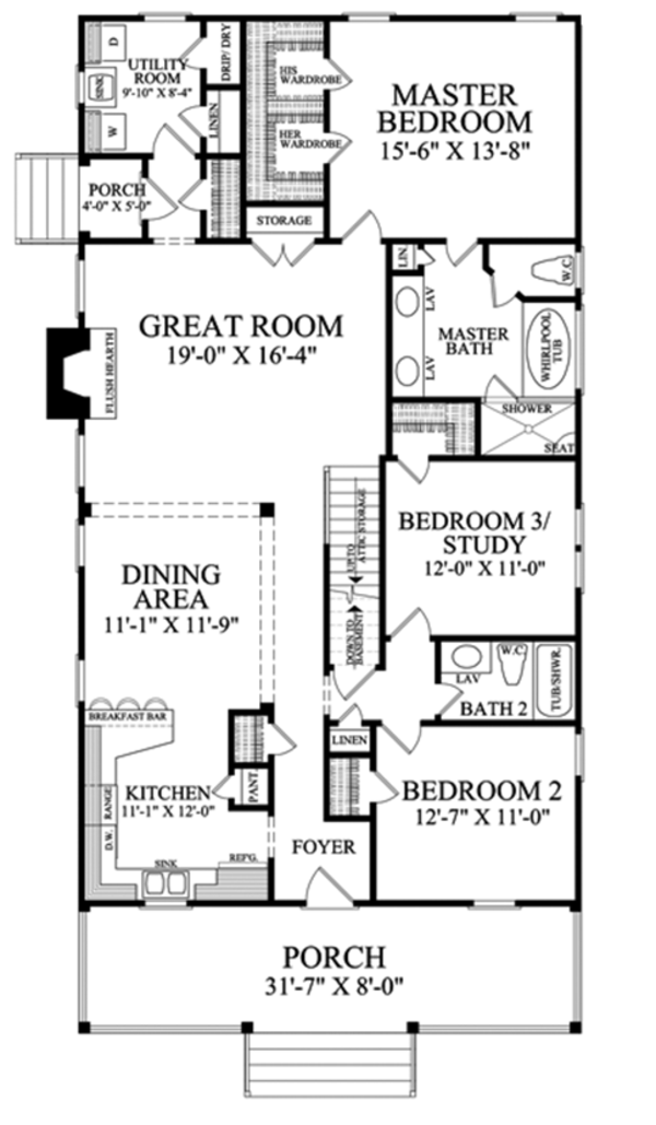 House Design - Country Floor Plan - Main Floor Plan #137-370