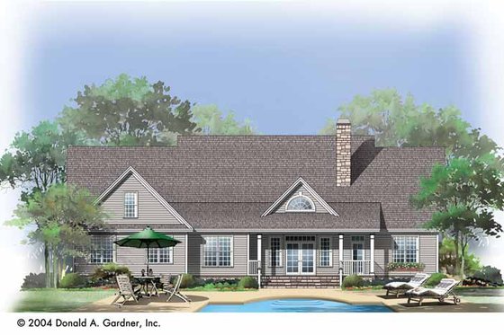 Exterior - Rear Elevation for Bungalow House Plan #929-720 - 4 bed, 3 bath