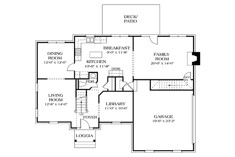 Home Plan - Floor Plan - Main Floor for Colonial House Plan #453-400 - 4 bed, 2.5 bath