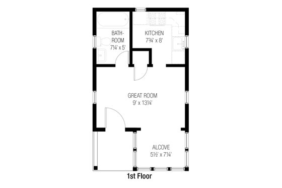 Floor Plan - Main Floor for Cottage House Plan #915-7 - 1 bed, 1 bath