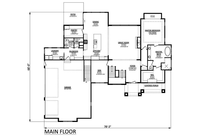 House Blueprint - Floor Plan - Main Floor for Contemporary House Plan #1089-30 - 4 bed, 3.5 bath