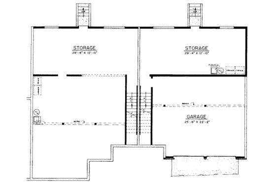 Floor Plan - Lower Floor for Ranch House Plan #303-166 - 3 bed, 1.5 bath