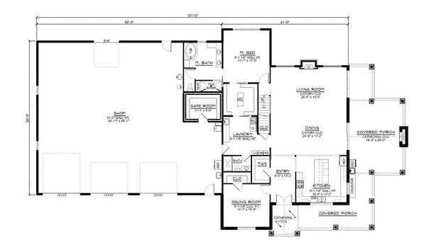 House Blueprint - Barndominium Floor Plan - Main Floor Plan #1064-194