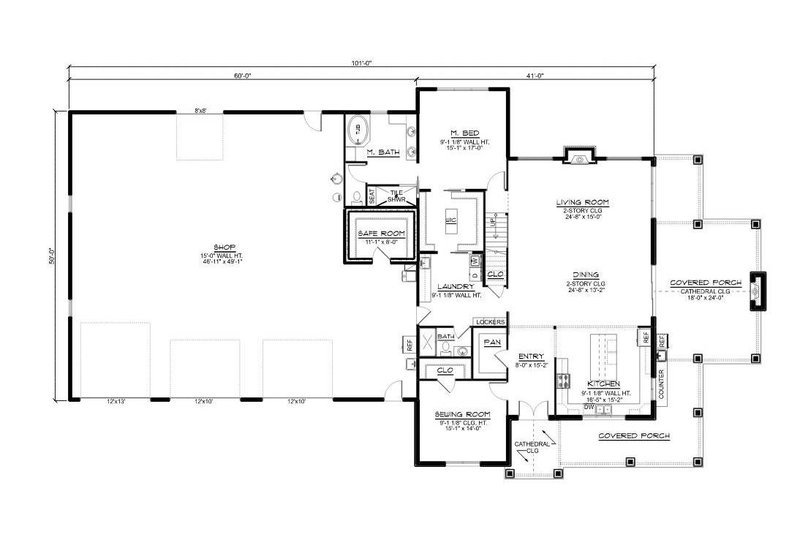 Architectural House Design - Floor Plan - Main Floor for Barndominium House Plan #1064-194 - 3 bed, 3 bath