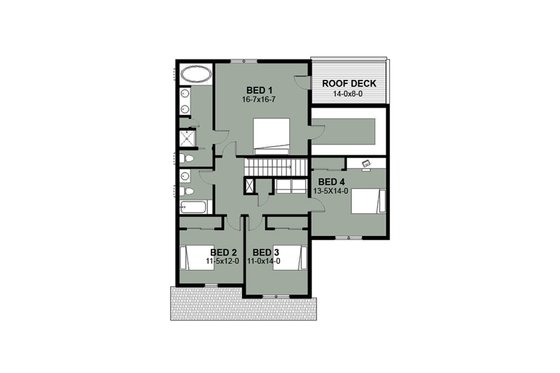 Floor Plan - Upper Floor for Traditional House Plan #497-3 - 4 bed, 2.5 bath