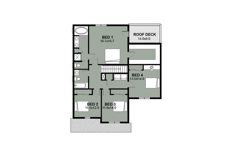 Dream House Plan - Floor Plan - Upper Floor for Traditional House Plan #497-3 - 4 bed, 2.5 bath