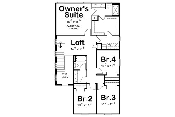 Floor Plan - Upper Floor for Traditional House Plan #20-2432 - 4 bed, 2.5 bath