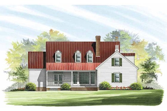 Exterior - Rear Elevation for Southern House Plan #137-169 - 4 bed, 3 bath