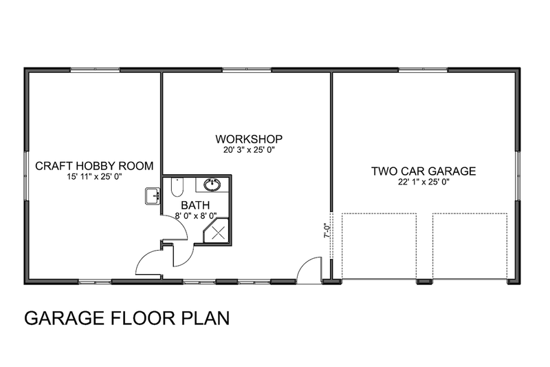 House Design - Floor Plan - Main Floor for Farmhouse House Plan #126-283, 1 bath