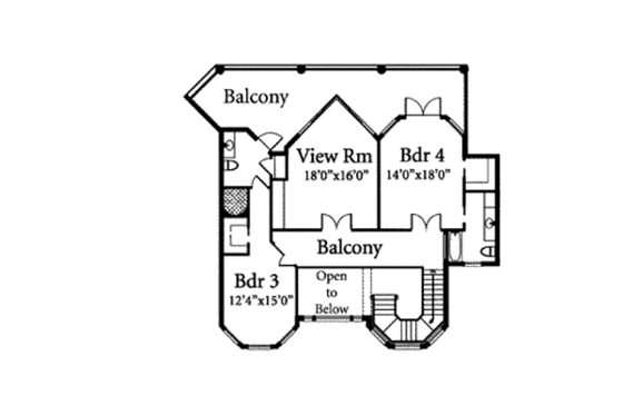 Floor Plan - Upper Floor for Mediterranean House Plan #115-111 - 4 bed, 5 bath