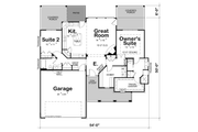 Cottage Style House Plan - 2 Beds 2 Baths 1470 Sq/Ft Plan #20-2610 Floor 