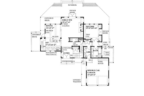 Floor Plan - Main Floor for Farmhouse House Plan #118-121 - 3 bed, 3.5 bath