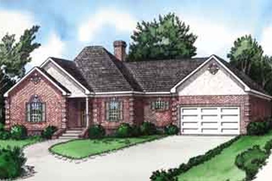 Exterior - Front Elevation for European House Plan #16-270 - 3 bed, 2 bath
