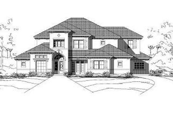 Exterior - Front Elevation for European House Plan #411-677 - 4 bed, 5.5 bath