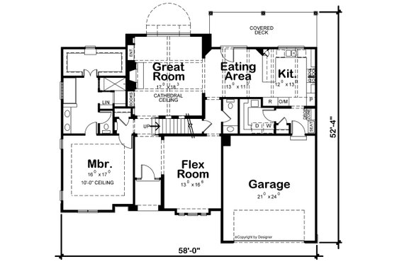 Floor Plan - Main Floor for Craftsman House Plan #20-2146 - 4 bed, 2.5 bath