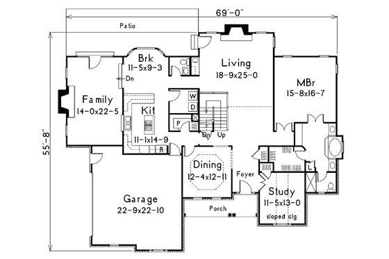 Floor Plan - Main Floor for European House Plan #57-116 - 4 bed, 4 bath