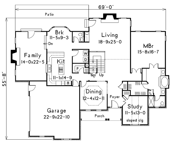 Architectural House Design - European Floor Plan - Main Floor Plan #57-116