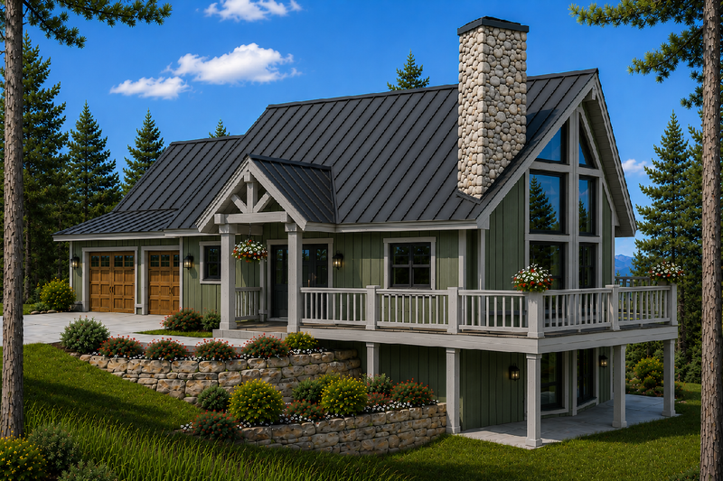 House Blueprint - Exterior - Front Elevation 2 for Country House Plan #126-230 - 2 bed, 2 bath