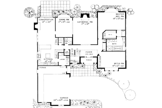 Floor Plan - Main Floor for Traditional House Plan #72-465 - 3 bed, 2.5 bath
