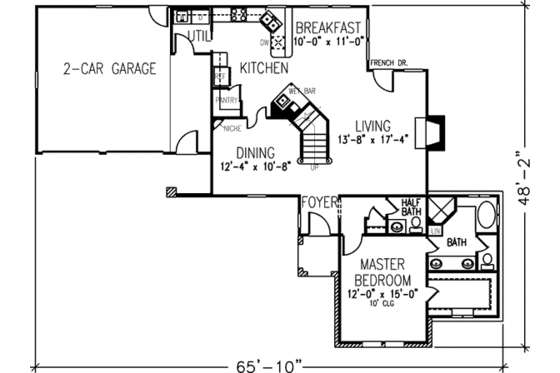 Floor Plan - Main Floor for Tudor House Plan #410-243 - 3 bed, 2.5 bath