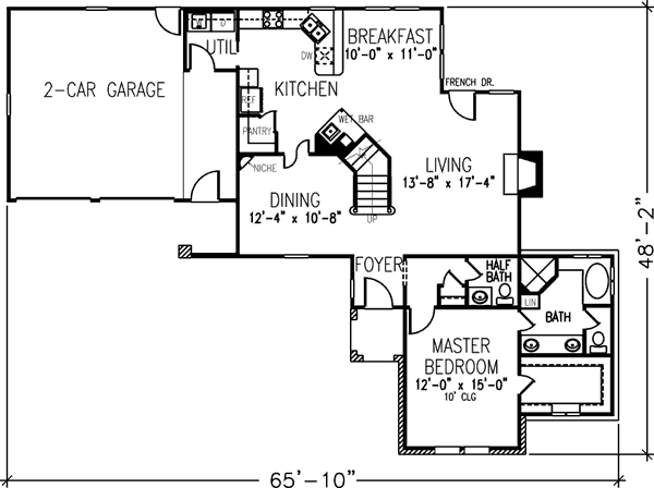 House Plan Design - Tudor Floor Plan - Main Floor Plan #410-243
