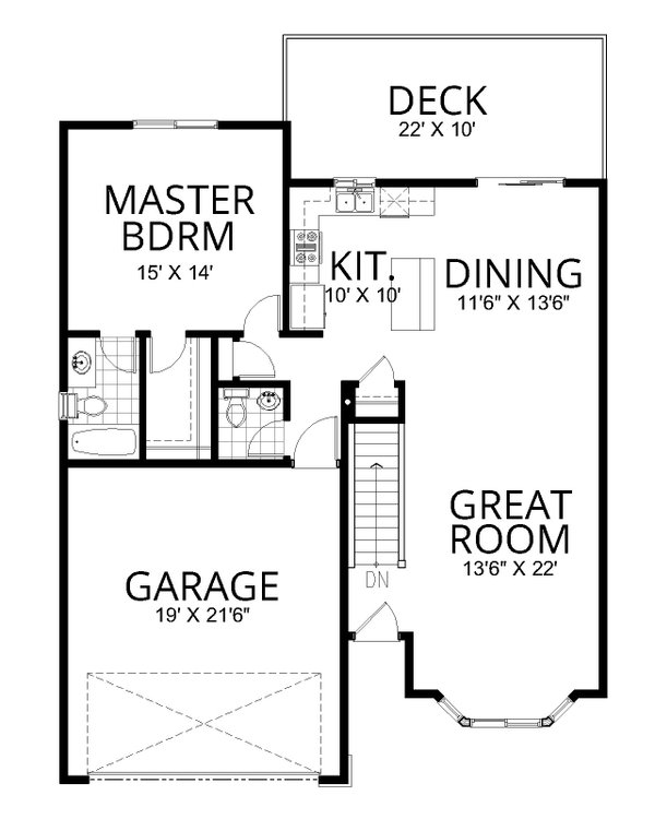 Architectural House Design - Floor Plan - Main Floor for Craftsman House Plan #112-317 - 3 bed, 2.5 bath