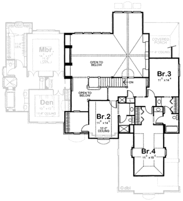 Architectural House Design - European Floor Plan - Upper Floor Plan #20-1816