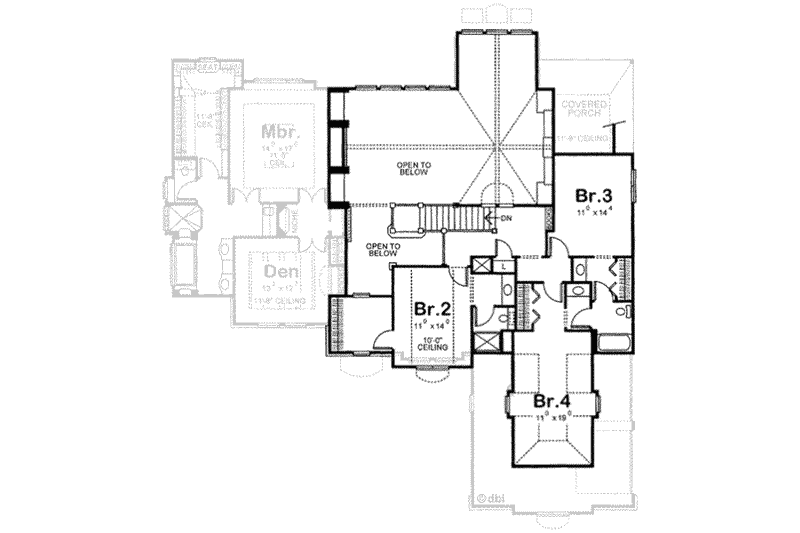 Home Plan - Floor Plan - Upper Floor for European House Plan #20-1816 - 4 bed, 4 bath