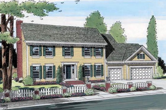 Exterior - Front Elevation for Colonial House Plan #312-565 - 4 bed, 2.5 bath