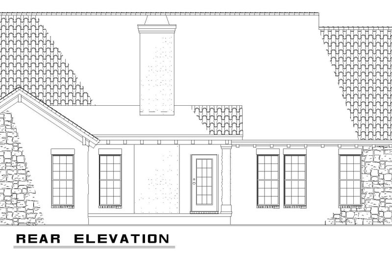 House Blueprint - Exterior - Rear Elevation for European House Plan #17-109 - 4 bed, 2 bath