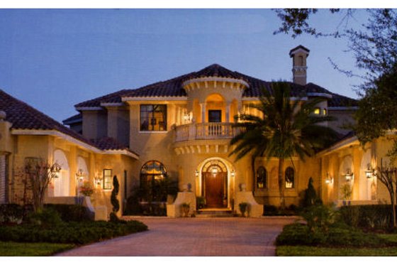 Exterior - Front Elevation for Mediterranean House Plan #135-202 - 6 bed, 5 bath