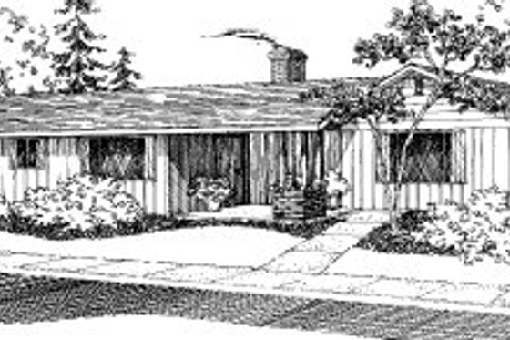 Exterior - Front Elevation for Ranch House Plan #303-154 - 2 bed, 1 bath