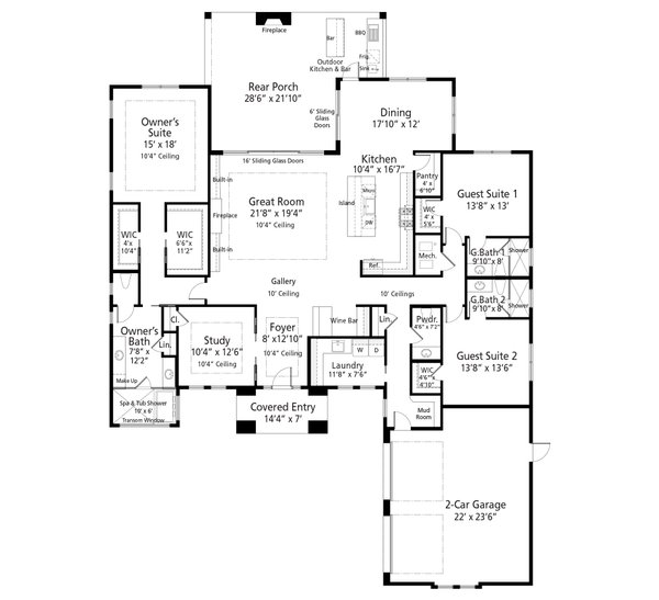 Craftsman Floor Plan - Main Floor Plan #938-147